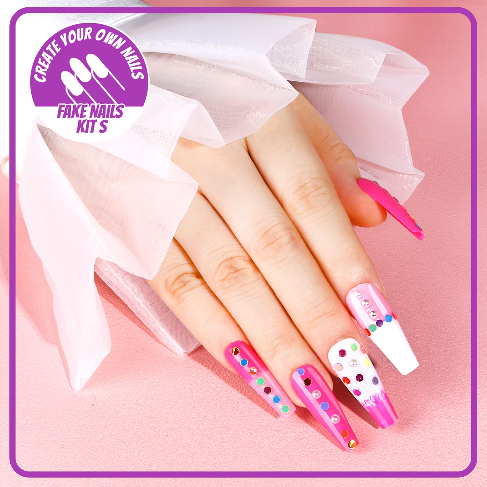 Teenitor Clear Coffin Nail Tips Set, Long Acrylic Nail Tips Full Cover Clear Press On Nails, 600pcs Ballerina Fake Nails with Nail Glue, Acrylic Nail Clipper, Nail Stand With Putty, Cuticle Oil