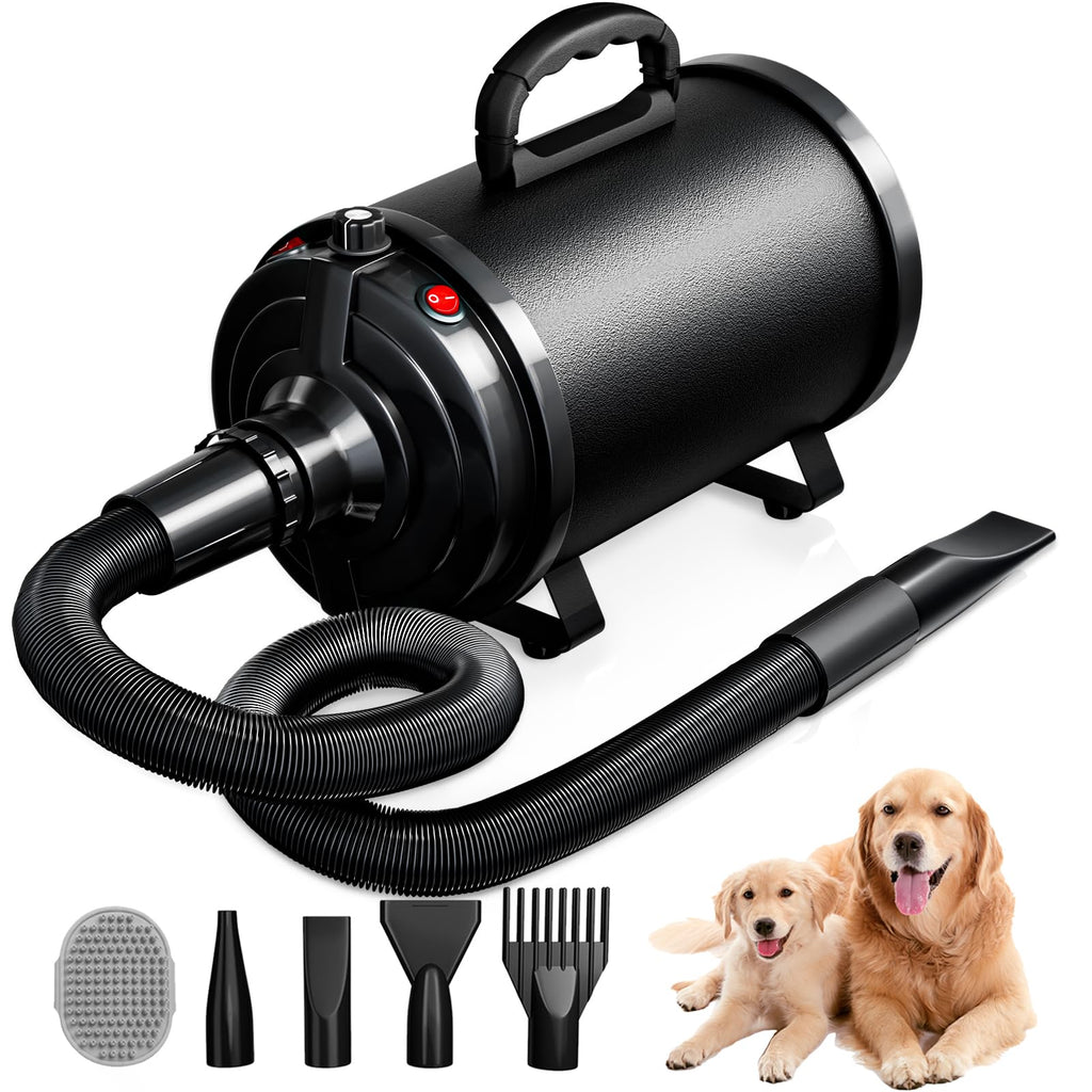 Blanlody Dog Hair Dryer, High Velocity Pet Blower Grooming Dryer, Black