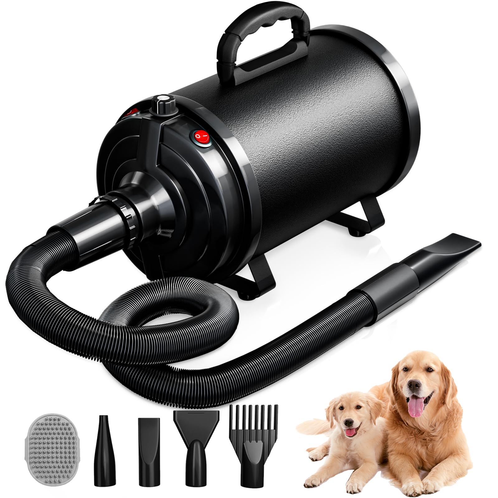 Blanlody Dog Hair Dryer, High Velocity Pet Blower Grooming Dryer, Black