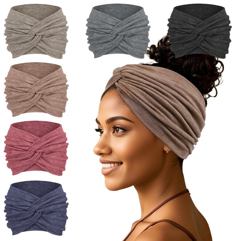 YONUF Wide Headbands For Women Extra Large Headband Twisted Knot Head Bands For Women's Hair Band Scarf Turban Accessories 6 Pack