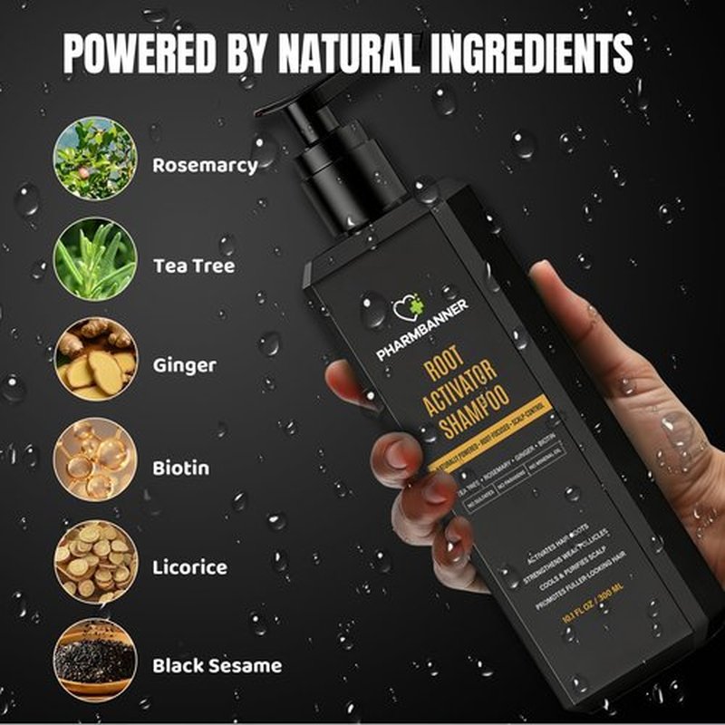 Root Activator Shampoo for Men: Hair Growth Shampoo for Thinning Hair, Hair Loss & Scalp Health – Natural Herbal Formula with Cooling Sensation – Sulfate-Free