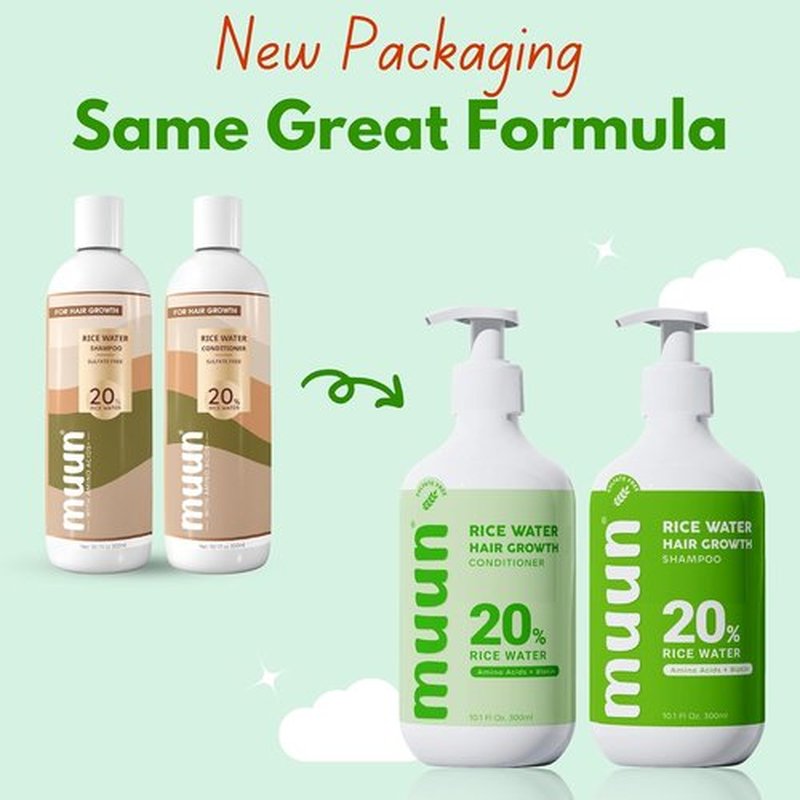 Muun Rice Water Shampoo & Conditioner Set - Boost Hair Growth & Regrowth | Natural Ingredients with Biotin & Keratin