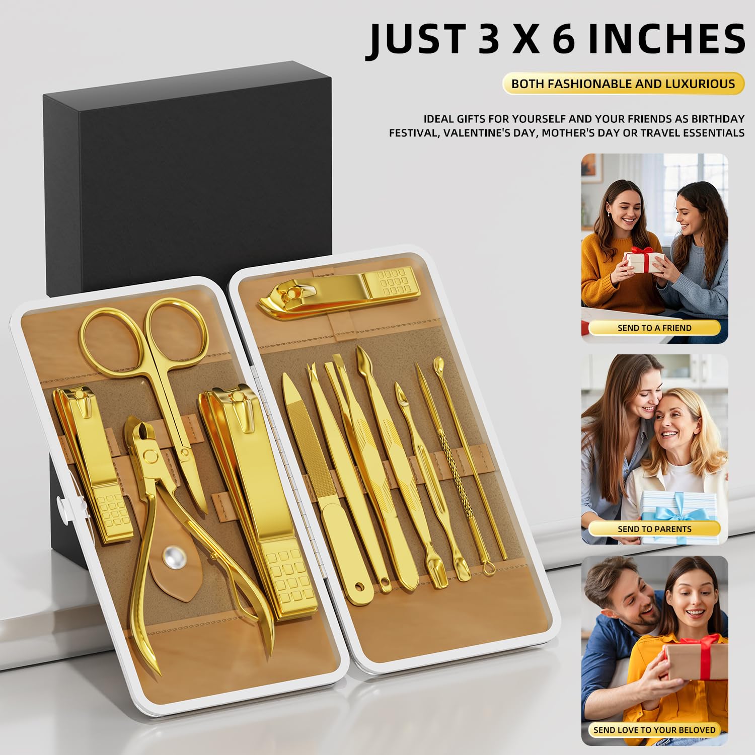 Manicure Set, Stainless Steel Nail Clipper Set with Travel Case