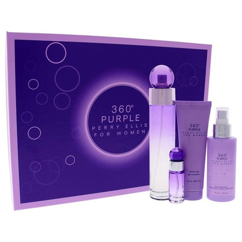 Perry Ellis 360 Purple Women's Fragrance Gift Set - 3.4oz EDP Spray, Mini Spray & Body Mist