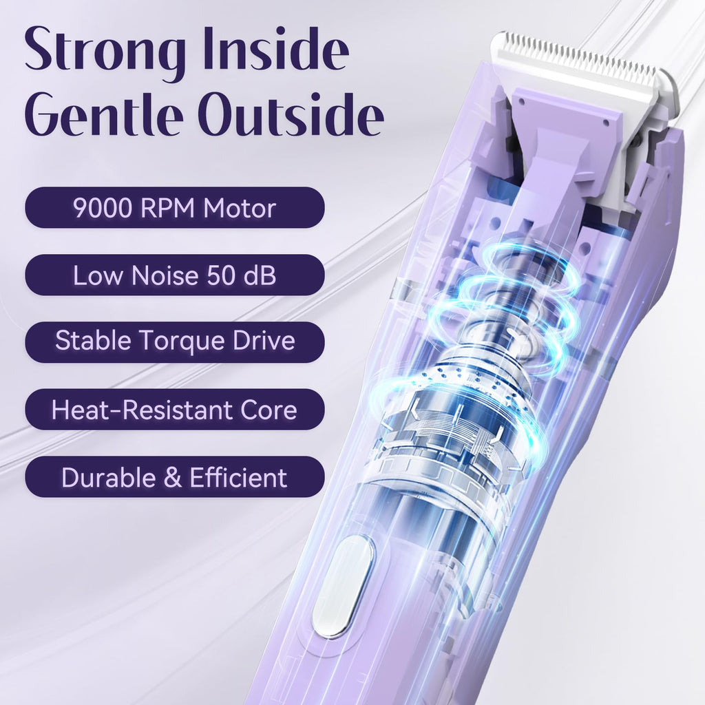 5-in-1 Bikini Trimmer for Women, Electric Razors Shaver IPX7 Waterproof, Cordless Body Hair Trimmer, Ceramic Blade, Facial & Pubic Hair Removal, Travel Portable (Purple)