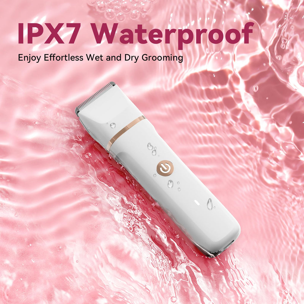 4-in-1 Electric Bikini Trimmer for Women - Painless Electric Razors for Facial/Body/Armpit/Pubic Hair, IPX7 Waterproof Replaceable Shaver Head & Nose Hair Trimmer for Travel, Gifts for Girlfriend Wife