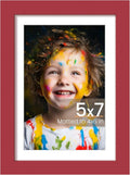 Upsimples 5x7 Picture Frame - Versatile Display for 4x6 Photos with Mat or 5x7 Without - Red, 1 Pack