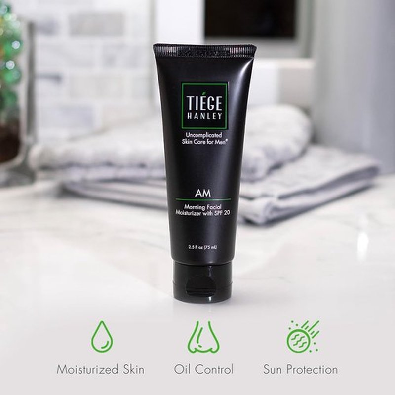Tiege Hanley Men's Face Moisturizer - Morning Hydrating Cream with SPF 20 for Even Skin Tone | 2.5 Fl Oz
