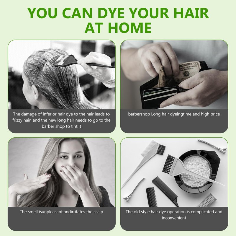 YUOLITA 4 in 1 Black Hair Dye Shampoo for Gray Hair, Semi-Permanent Instant Hair Color Shampoo for Women and Men, Herbal Ingredients Hair Care, 100% Grey Coverage 500ml