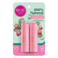 eos 100% Natural & Organic Lip Balm Sticks - Strawberry Sorbet, All-Day Moisture for Sensitive Skin, Dermatologist Recommended, 0.14 oz, 2-Pack