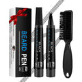 Beard Pencil Filler for Men Black - Beard Pen with Brush, Barber Pencil Smudge-proof & Water-proof Mens Grooming Kits Creating Natural Beard Color, Gifts for Men (Black)