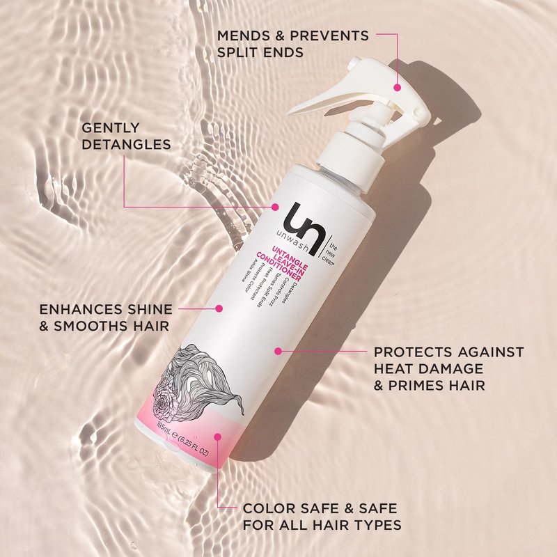 Unwash Untangle Leave-In Conditioner Spray - Detangles Hair, Controls Frizz, Vegan - 6.25 fl oz