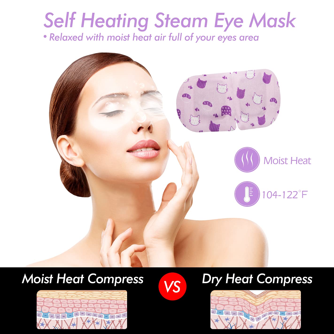 Jekeno Steam Eye Mask, 20 Packs Eye Masks for Dry Eyes, 40-60 Minutes Self Moist Warm Compress Heated Disposable Mask for Sleep, Spa Relaxing Trip Gifts, Travel Essentials for Women Men