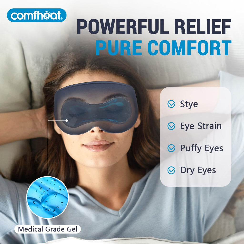 Comfheat 3D Cooling Sleep Mask Blackout Gel Eye Mask for Cold Hot Compress, Cooling Weighted Eye Mask for Sleeping, Zero Eye Pressure, Ice Cold Pack, Cold Compress for Puffy Eyes