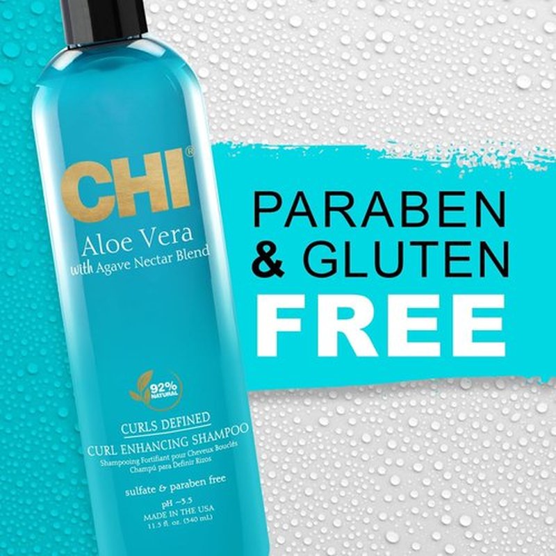 CHI Aloe Vera Curl Enhancing Shampoo - Moisturizing Formula for Curly Hair | 11.5 Oz, Sulfate & Paraben-Free