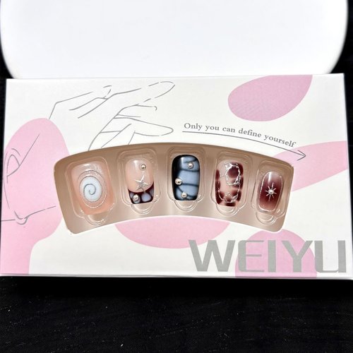 24Pcs Y2K Sweet Press on Nails Short Square Fake Nails Silver Irregular Designs French Nails Tip Stick on Nails Full Cover Artificial Glue on Nails Rhinestones Nail for Women DIY Punk Manicure