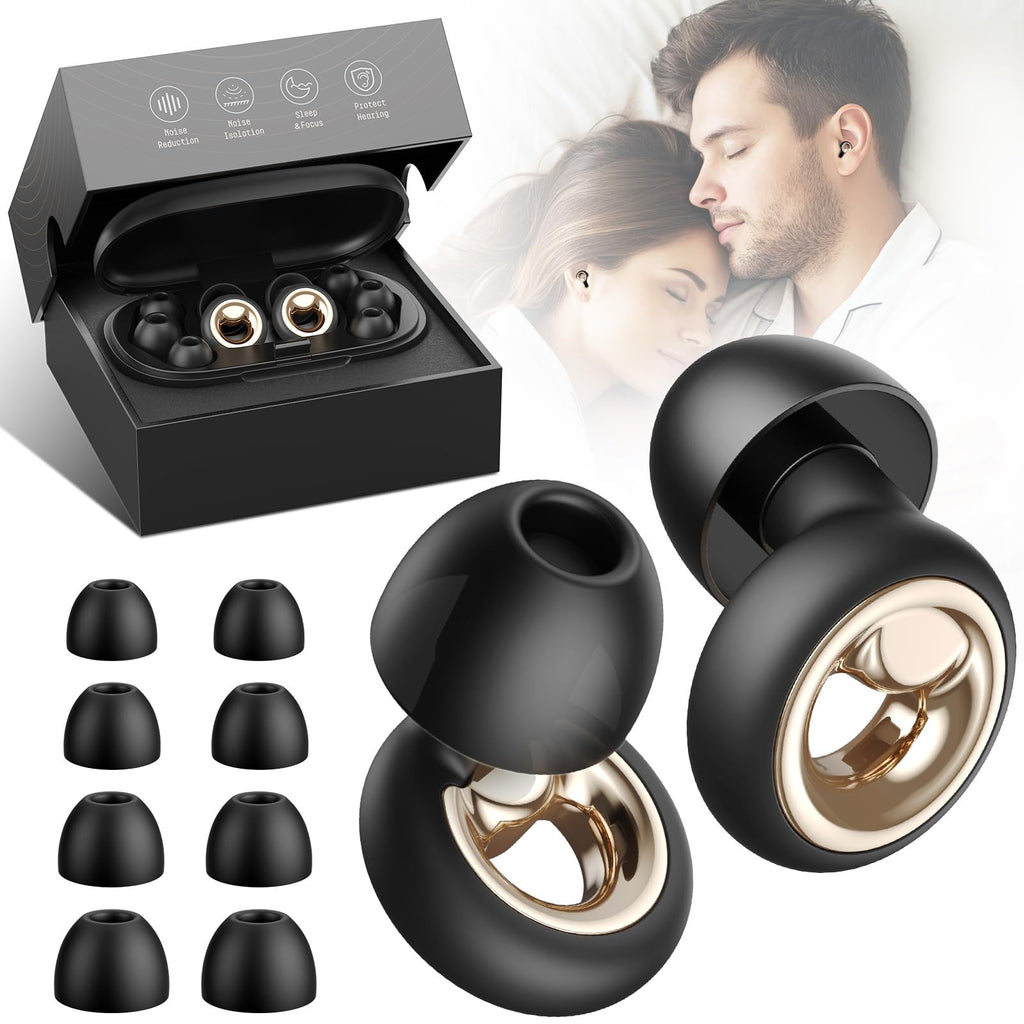 Vosaf Ear Plugs for Sleeping, 45dB Silicone Ear Plugs for Noise Cancelling, Earplugs for Snoring, Concert & Shooting with 8 Eartips, Silicone Hearing Protection for Work, Travel(Graphite)