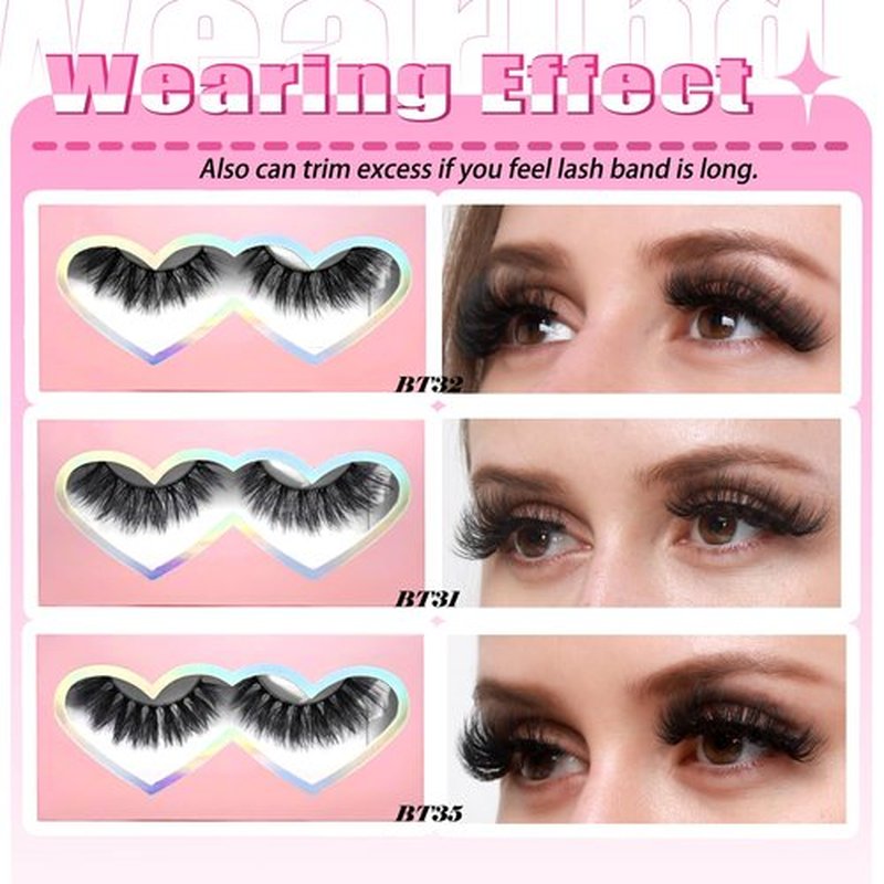 BTLLSSH 3D5D False Eyelashes 15-18mm Includes 3 Styles 27 Pair PACK Mix Cross Fluffy Natural Look Luxury Volume Faux Mink Lashes Reusable Strip Lashes, Mulitpack