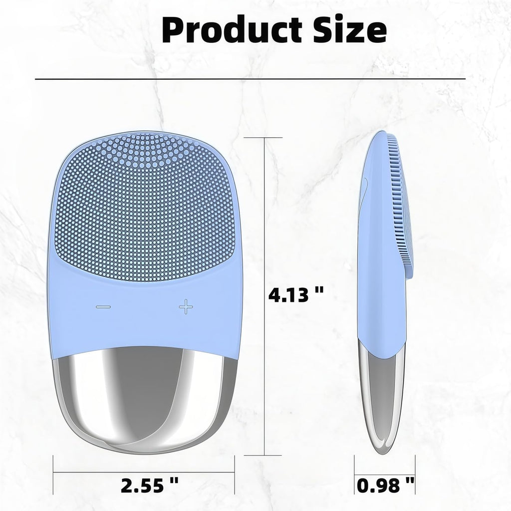 MEGAN Facial Cleansing Brush,USB Rechargeble Electric Silicone Face Scrubber,IPX7 Waterproof Sonic Facial Massager, 3 in 1 face Brush for Deep Cleanning, Blackhead Remover, Exfoliating.（Sky Blue）