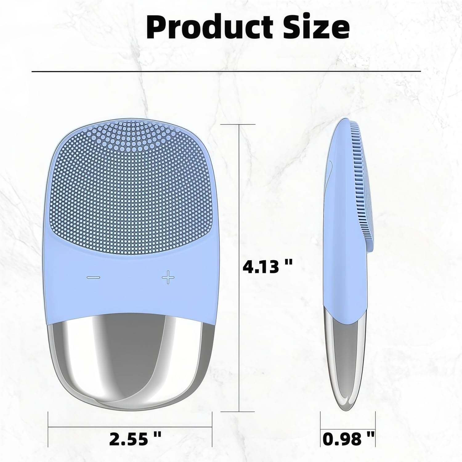 MEGAN Facial Cleansing Brush,USB Rechargeble Electric Silicone Face Scrubber,IPX7 Waterproof Sonic Facial Massager, 3 in 1 face Brush for Deep Cleanning, Blackhead Remover, Exfoliating.（Sky Blue）