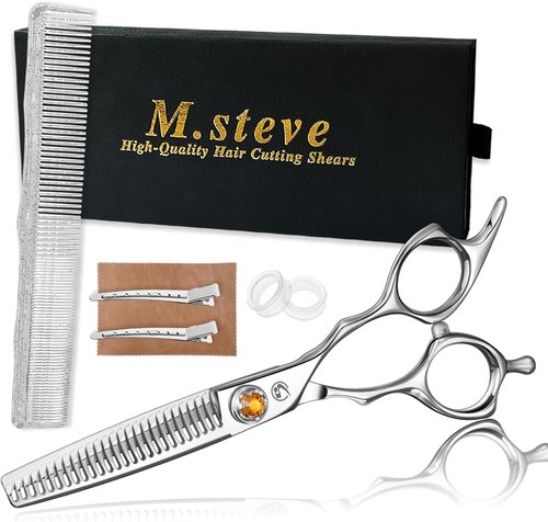 M.steve Thinning Shears for Hair Cutting 6",Left and Right Hand Professional Hair Thinning Scissors with Barber Texturizing 26 Teeth Shears,Barber Scissors for Salon/Home Use