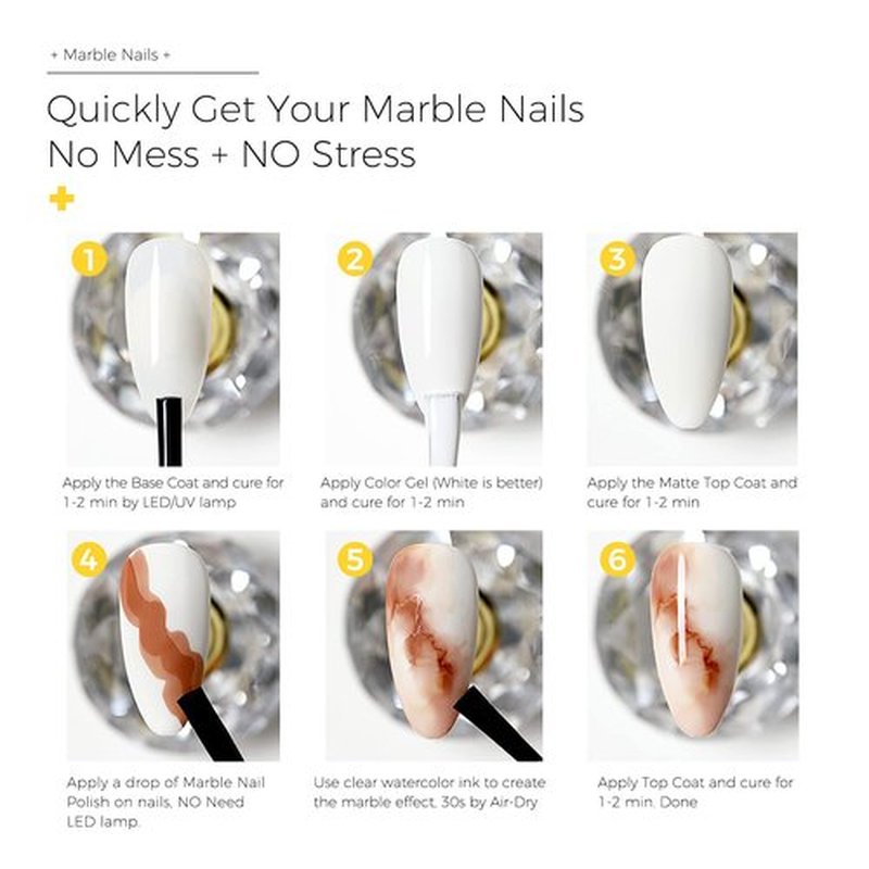 BURANO Marble Nail Gel Polish, Blooming Gel Nail Polish Glitter Effect Nail Marble Effect for Nails Art Set 8 Colors Fall Winter (Marble, 7.3ml)