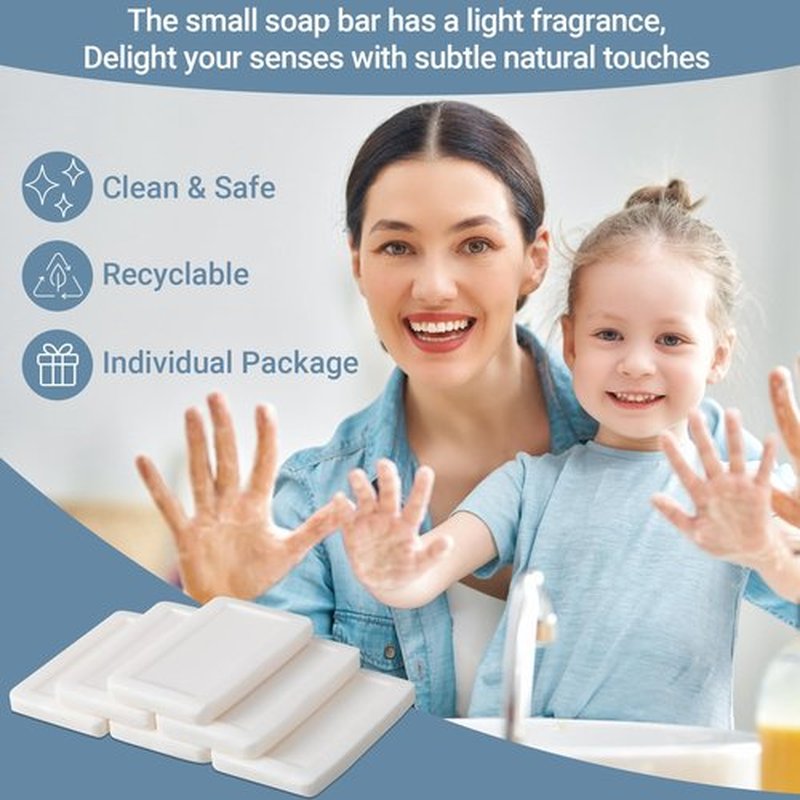 Kacctyen 100 Pcs 0.35oz Mini Bar Soap Bulk Individually Wrapped Bulk Hand Hotel Soap Bars Travel Size Toiletries for Vacation Hospitality Guest Bathroom Rentals