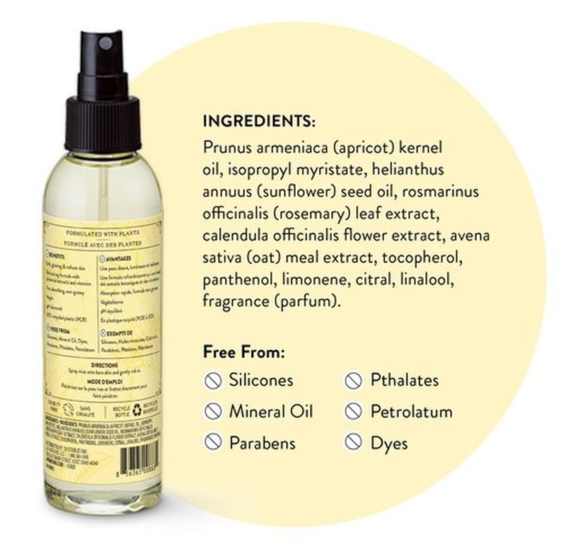 J.R. Watkins Naturally Hydrating Body Oil Mist, Lemon Cream, 6 fl oz, 2 Pack