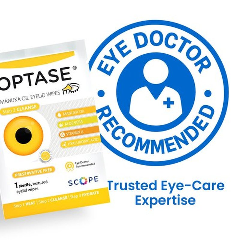 OPTASE Manuka Oil Eyelid Wipes, 30 Count – Eyelid Cleansing Wipes with Natural Manuka Oil – Preservative-Free Formula for Daily Hygiene and Eye Lid Comfort - Doctor Recommended Eye Lid Cleaning