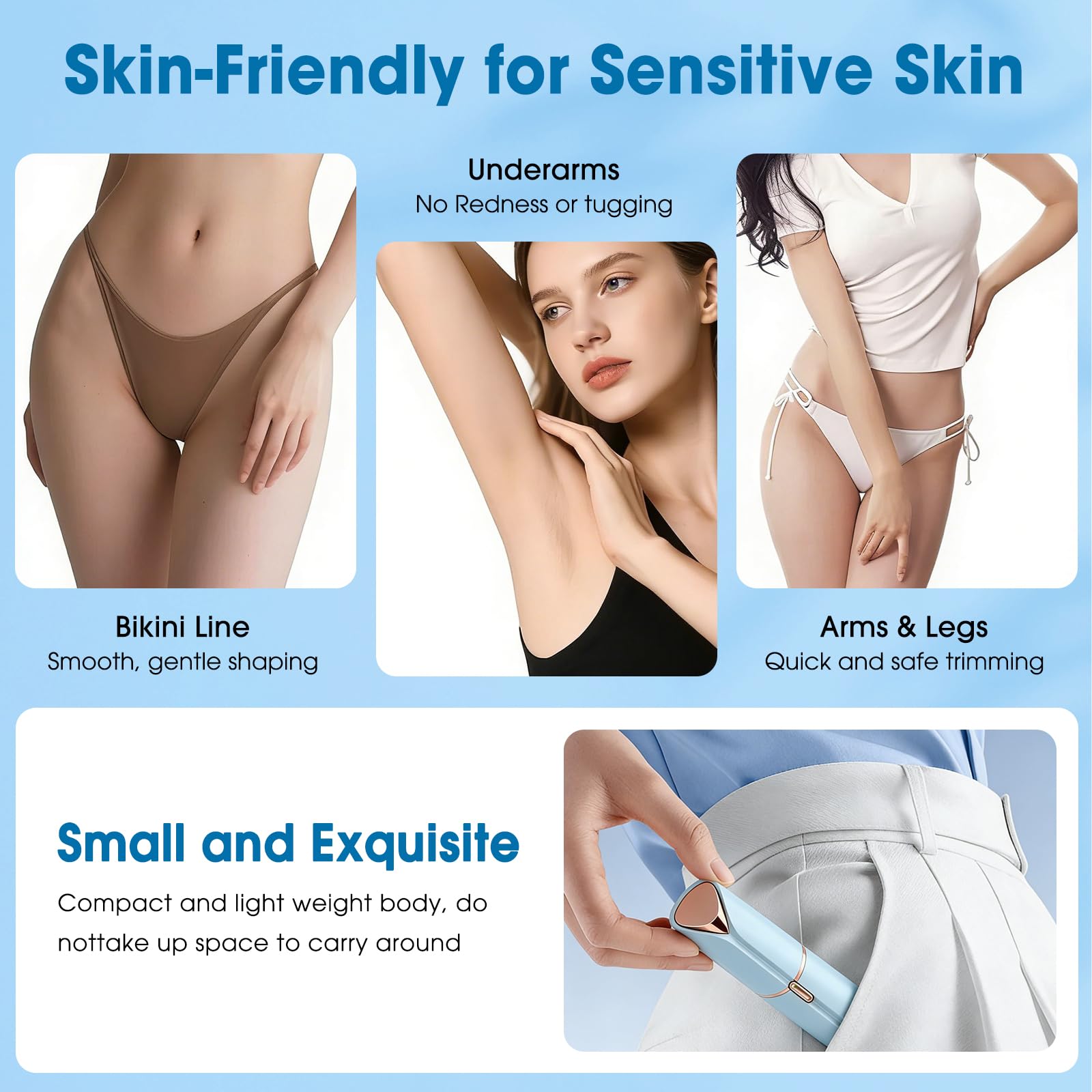 Facial Hair Removal for Women, Upper Lip & Chin, Electric Painless Hair Remover for Face, USB Rechargeable