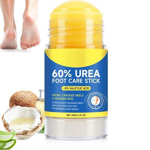 leyosger Urea Cream Stick 60% plus Salicylic Acid 2%, Maximum Strength Urea Foot Cream for Dry Cracked Feet, Knees, Elbows, Hands, Exfoliating Dead Skin, Softening Skin Moisturizer (1PC, 40G)