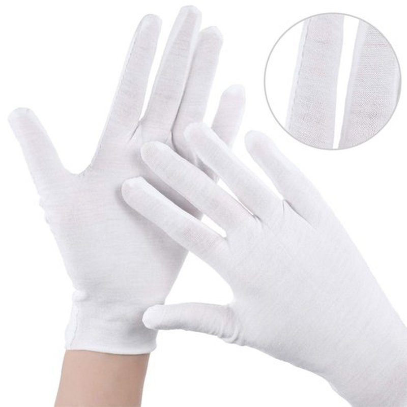 SATINIOR 60 Pcs Cotton Glove Stretchy Work Glove Reusable Mitten for Men Women Dry Hand Art Handling Coin Jewelry(White)