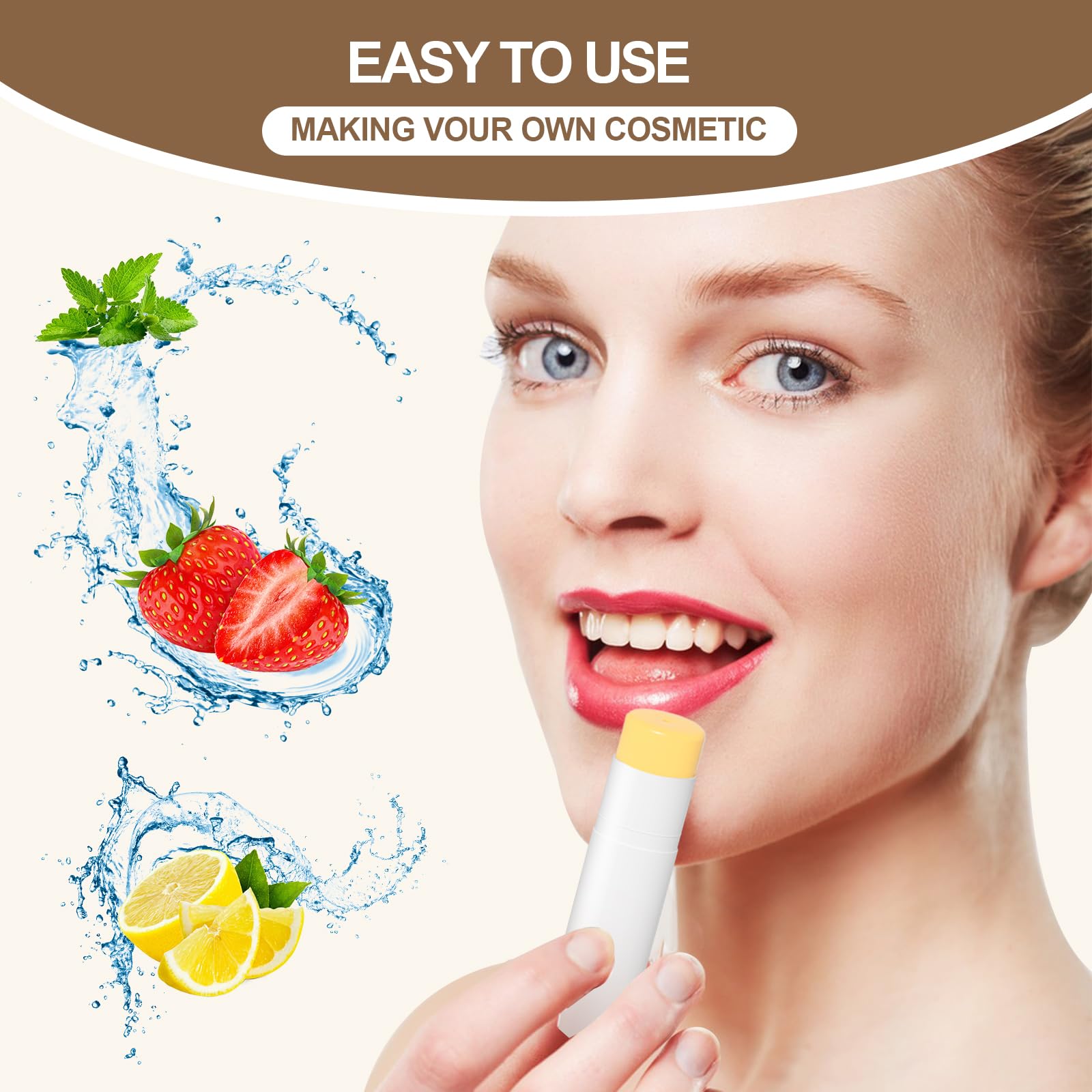 Zenihol BPA Free Empty Lip Balm Tubes Bulk, 50 Count with Leak-proof Caps (White, 50Pcs)
