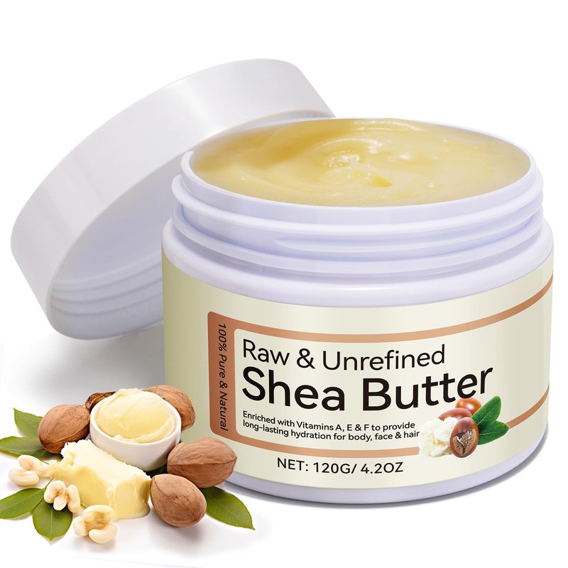 XIAMOFUZHOU 100% Pure & Nature Shea Butter - 4.2 oz Moisturiser Deep Hydration Nourishment Nourishing Vitamins Non-greasy Raw Shea Butter For All Skin Types Body & Hair Type