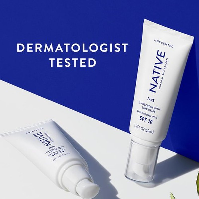 Native Sunscreen SPF 30 - Zinc Oxide, Dermatologist Tested, Unscented & Lightweight | 5 Ounces for Sensitive Skin