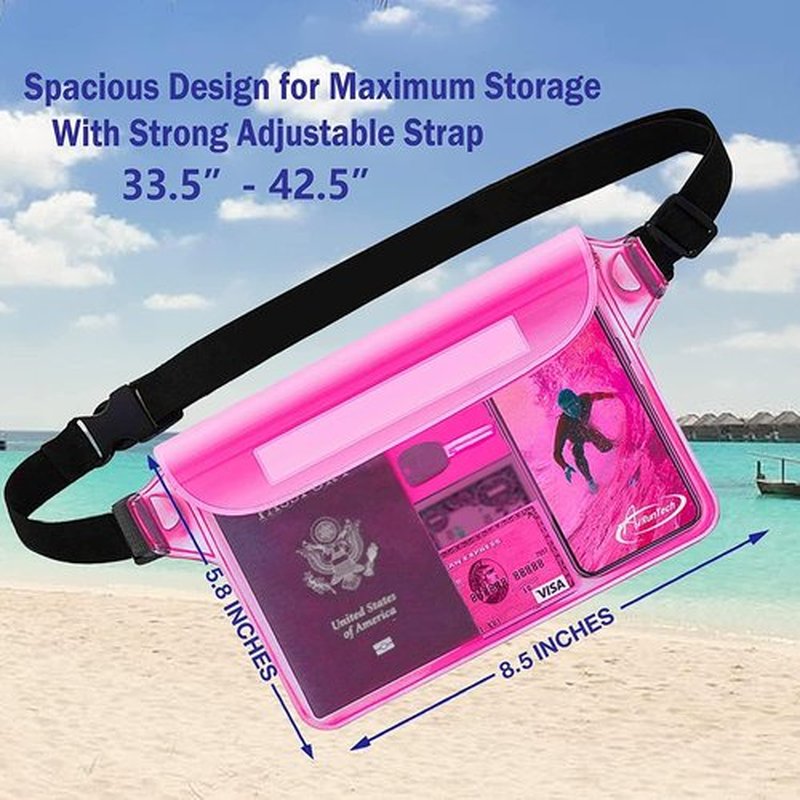 AiRunTech Waterproof Pouch - 2 Pack Waist Strap for Safe, Dry Phone & Valuables | Ideal for Beach, Boating, Swimming & Water Activities