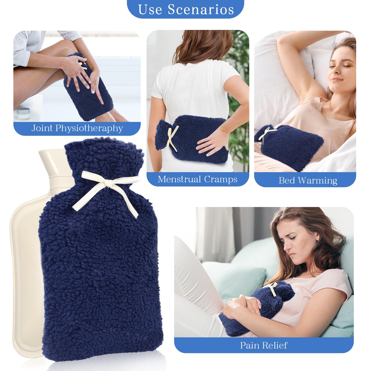 my novel things Hot Water Bag for Pain Relief, Water Bottle Rubber 2L with Cover for Periods Hot and Cold Compress, Hand Feet Warmer, Neck and Shoulder for Bed Cold Weather Pink