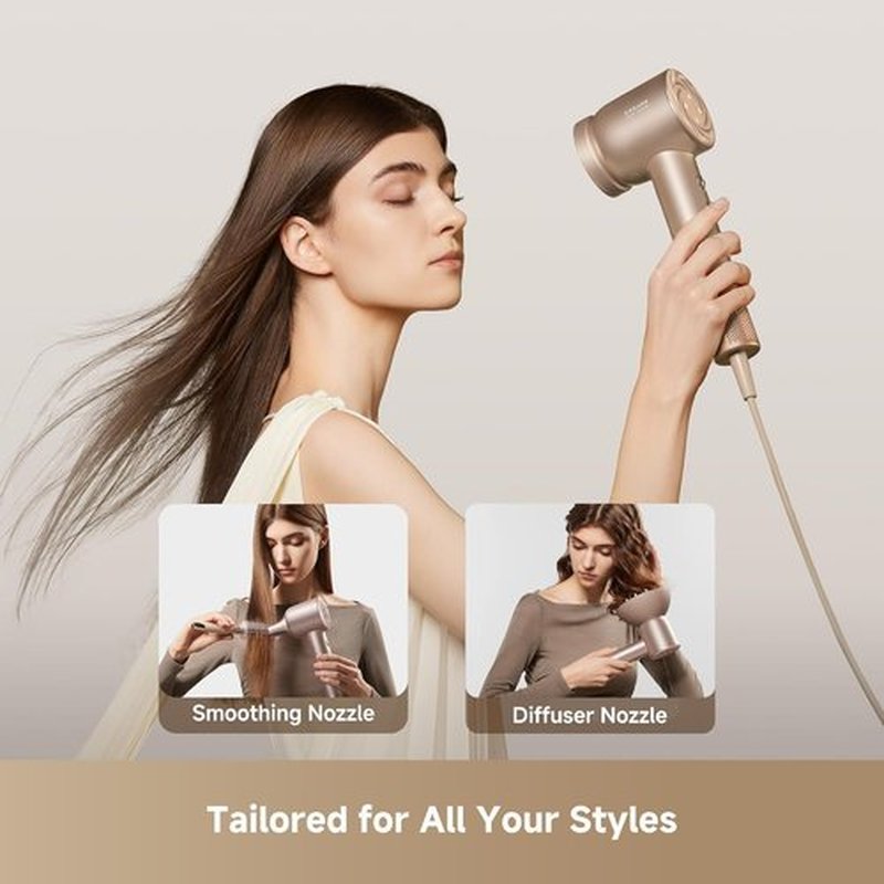 Dreame Glory Mix High-Speed Hair Dryer - Dual Voltage, 3 Nozzles, Perfume Infusion, Gold Finish