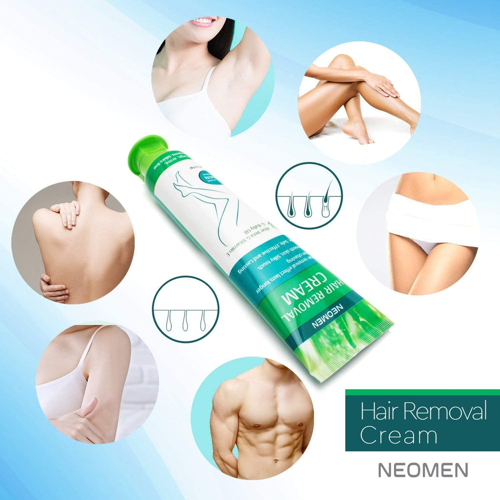 Hair Removal Cream for Men & Women: Painless Depilatory for Sensitive Skin & Intimate Areas, Moisturizing with Aloe Vera & Vitamin E, Safe for Face, Underarms, Bikini, Arms (3.7 Fl Oz (Pack of 3))