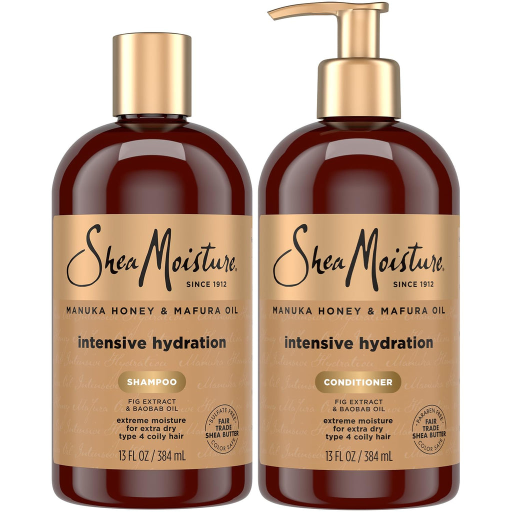 SheaMoisture Shampoo and Conditioner, Manuka Honey & Mafura Oil, 13 Oz Ea