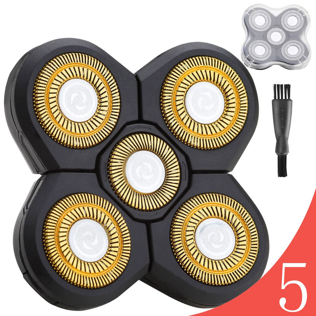 Universa 5 Blades Replacement Heads for Mainstream head shaver brands, Head Shaver Replacement Blades (5 Gold)