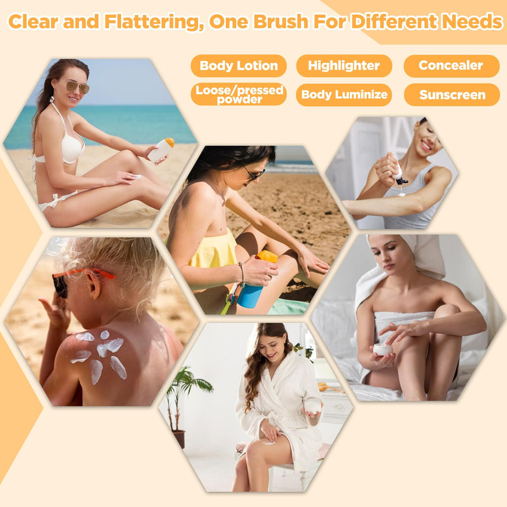 Self Tanner Brush,Body Makeup Brush, Kabuki Brush for Face and Body,Self Tanning Applicator for Leg Makeup,Bronzer,Lotion,Cream and Powder,Vegan Synthetic Bristles with Travel Case.Rose Gold