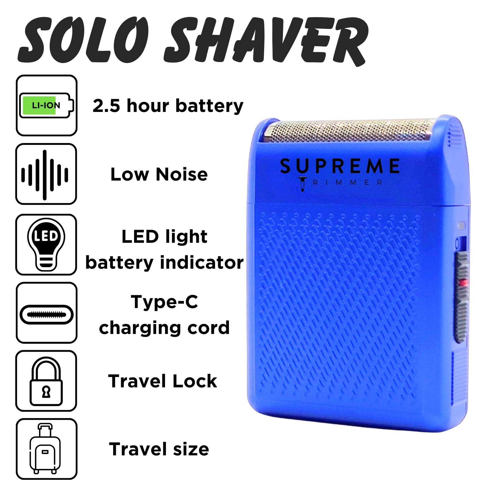 Supreme Trimmer Solo Single Foil Shaver for Pocket | 150 Min Runtime Cordless use, Powerful USB-C Mini Travel Razor for Professional & Home use | STF101