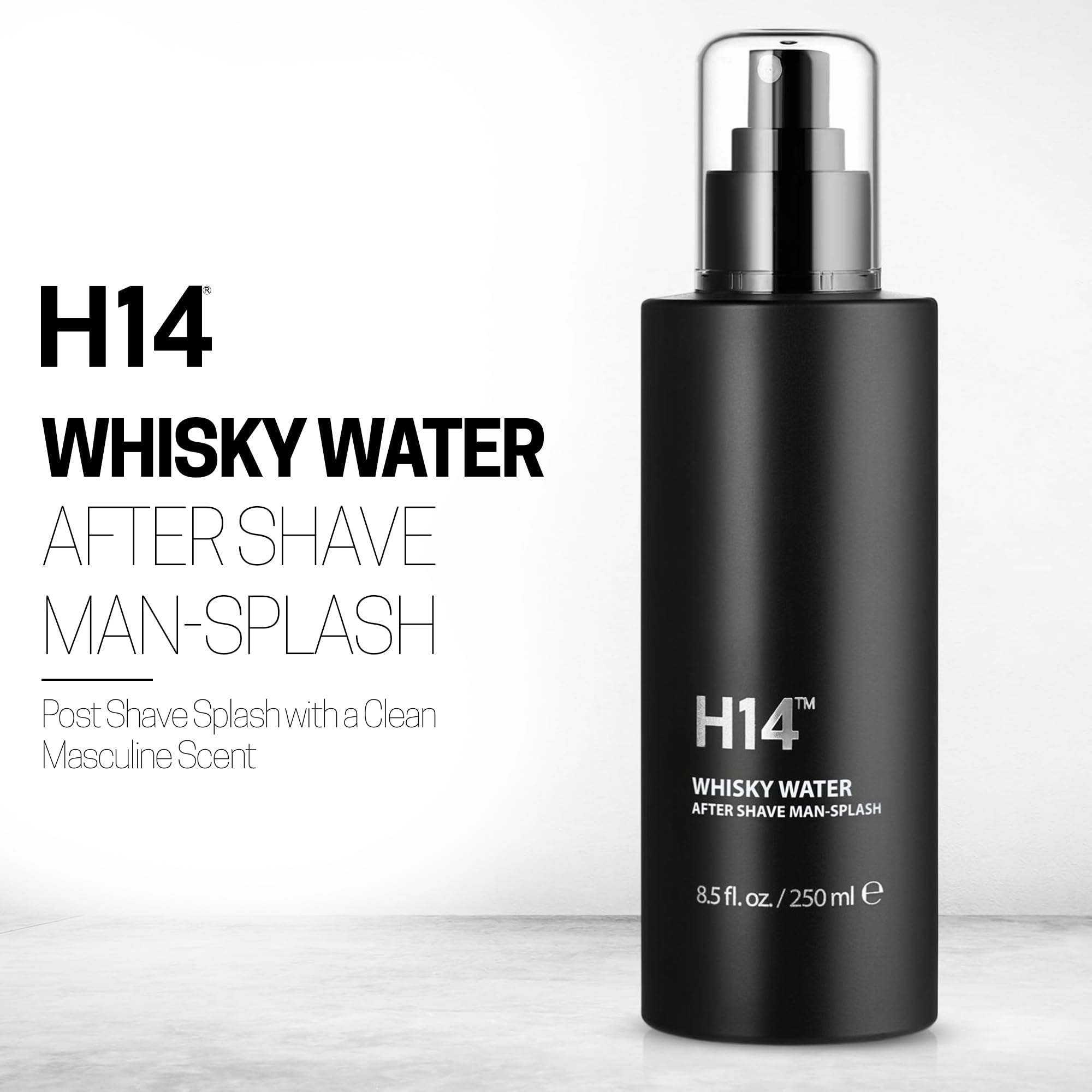 H14 Whisky Water Aftershave for Men - Aftershave Man-Splash with Grape Seed Oil and Horse Chestnut Bark Extract - Tones and Tightens Pores - Masculine Whisky Inspired Cologne Scent - 8.5 fl oz