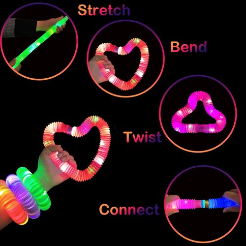 Glow Sticks | 6 PCS Camping Essentials for Kids - Light Up Pop Tube Wand Toys & LED Accessories