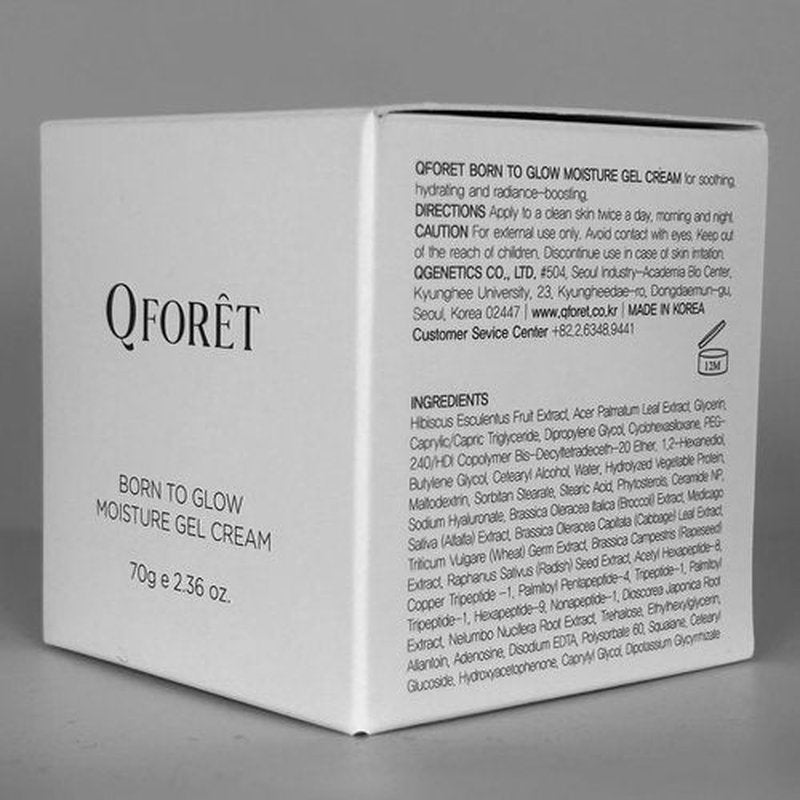 QFORET Born to Glow Face Moisturizer, Makeup Prep Gel-Cream, Fragrance-Free, Vegan Phyto Mucin + Ceramides + Peptides, 2.36 fl oz