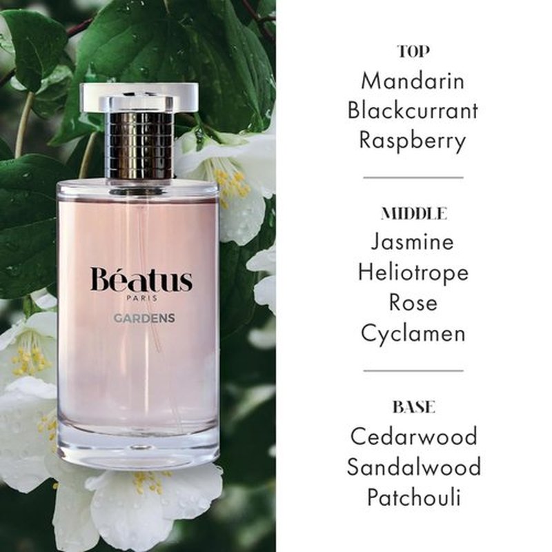 Beatus Paris Gardens - Luxury Eau de Parfum for Women - Long-Lasting Spicy Rose & Jasmine - Travel Size 3.4 oz