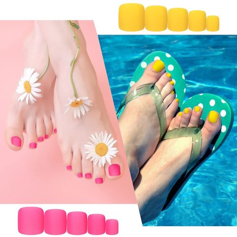 Maitys 336 Pieces 12 Sets Toenail Press on Fake Toe Nails Short Square False Glue on Solid Color Full Cover Press Nails Matte Fake Toenails for Women(Fresh Colors)