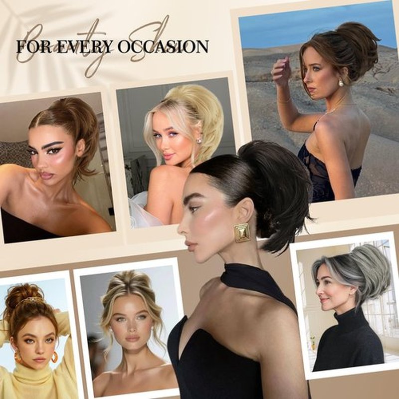 Sotpmal Short Claw Clip Ponytail Extension, DIY Bendable Metals for Messy Bun & Natural Wavy Look, Heat Resistant Synthetic Hairpiece for 3-Minute Fast Styling, Daily & Party-Black