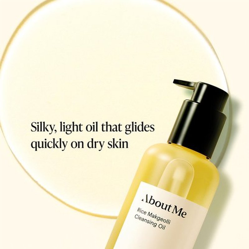 About Me Rice Makgeolli Cleansing Oil – Triple Ferment Oil Cleanser & Makeup Remover with Galactomyces, Melts Waterproof Makeup, Milky Rinse No Residue, Fragrance-Free for Sensitive Skin, 6.59 fl oz
